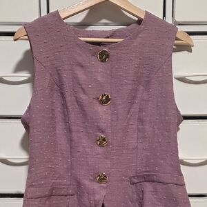 SHEIN Mauve Textured Blouse with Gold Buttons